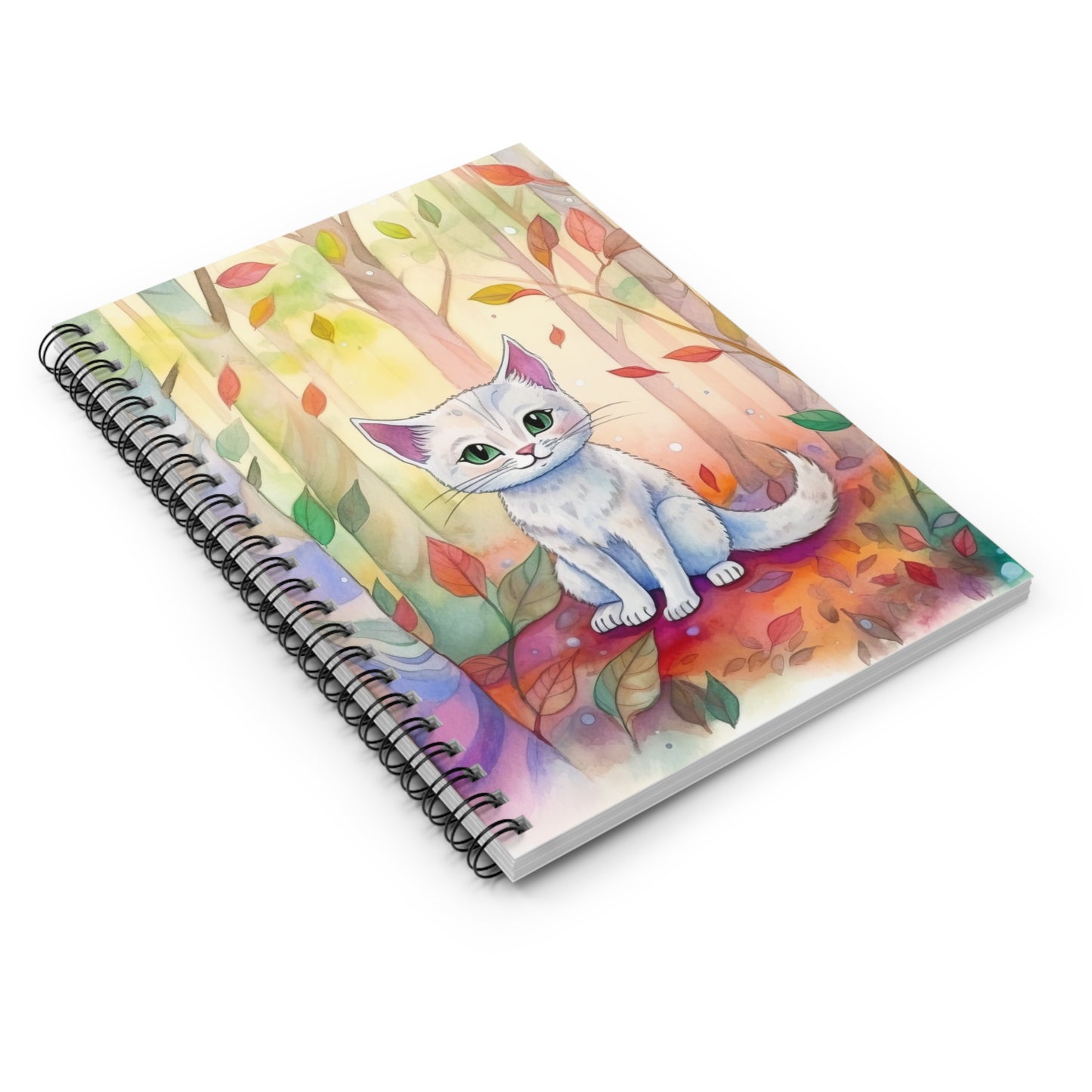White Cat Spiral Notebook - Ruled Line