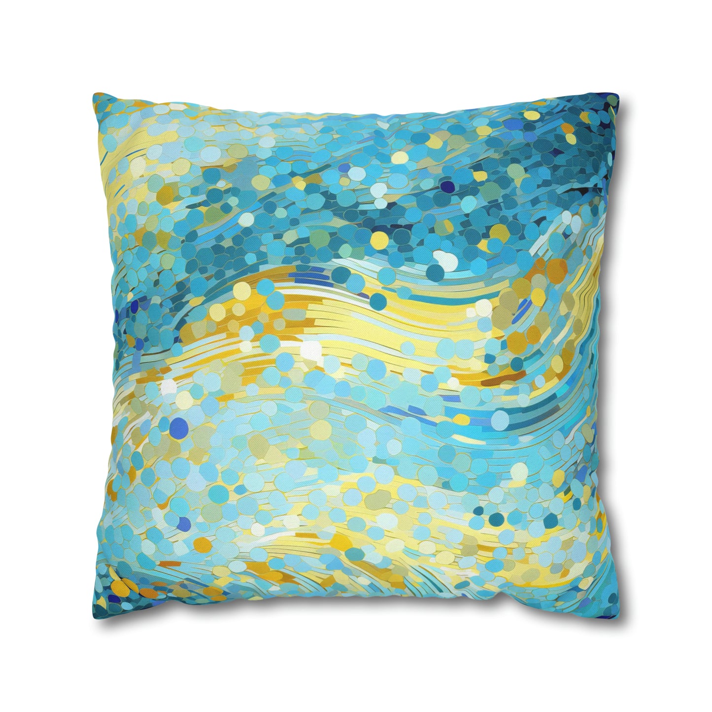 River of Gold Mosaic Square Pillow Case