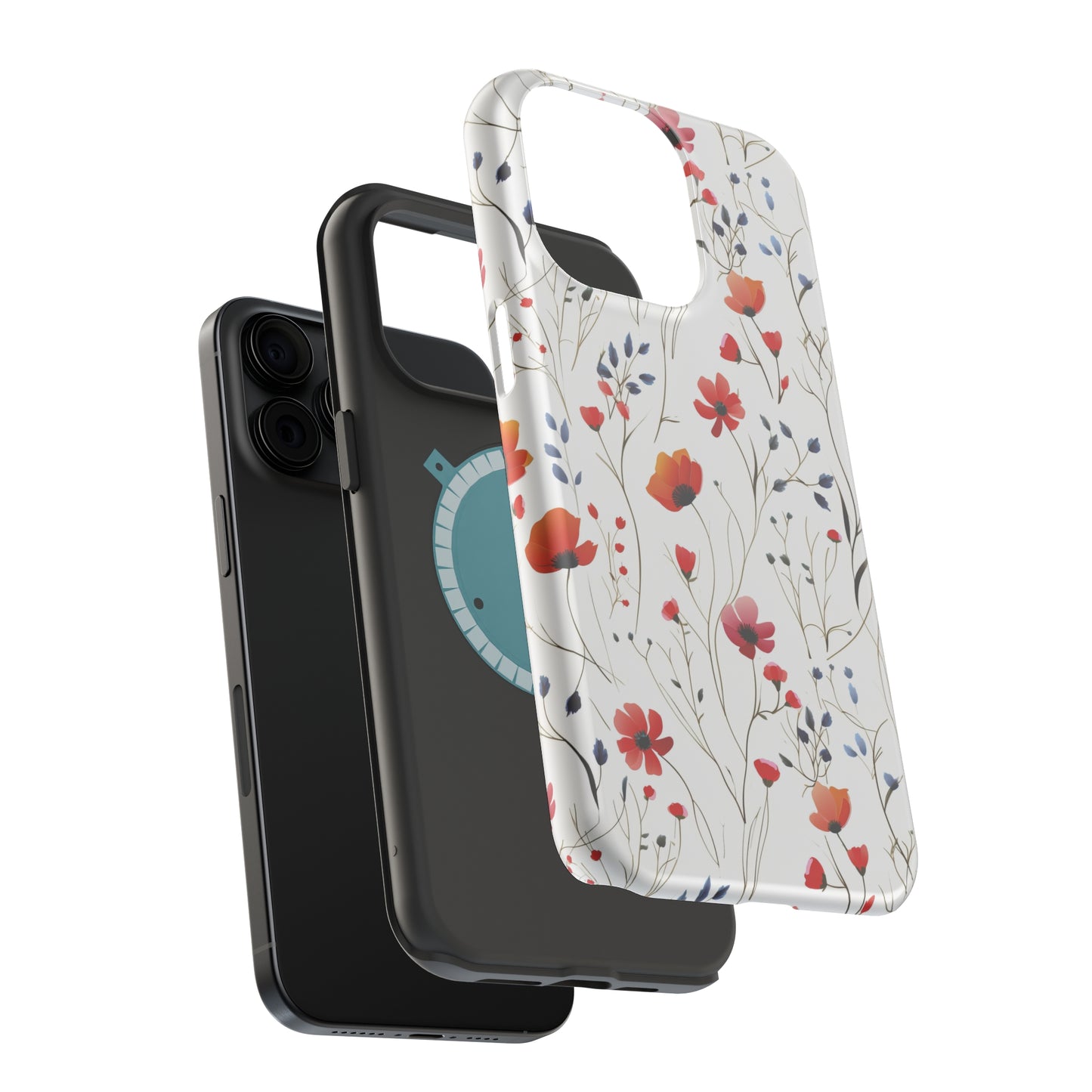 Dainty Coral Wildflowers MagSafe Tough iPhone Case