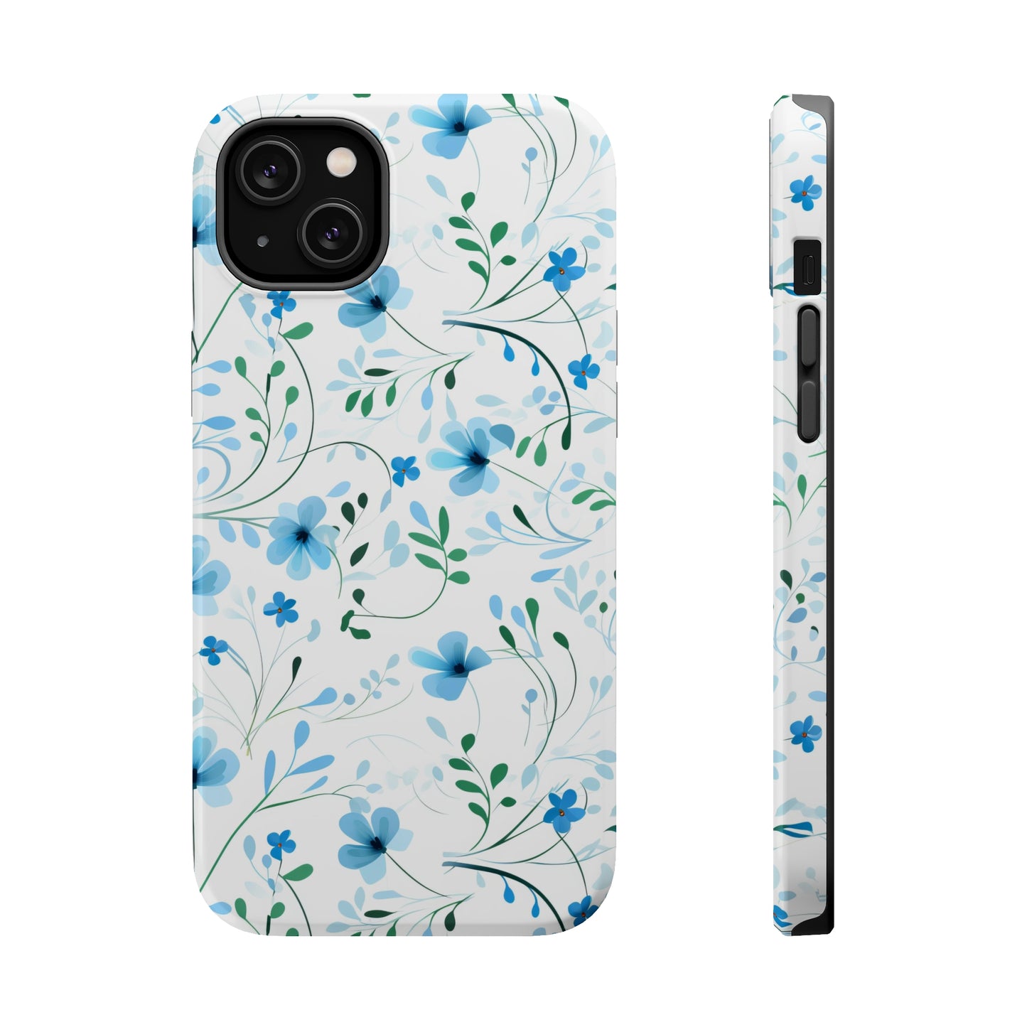 Dainty Sky Blue Wildflowers MagSafe Tough iPhone Case