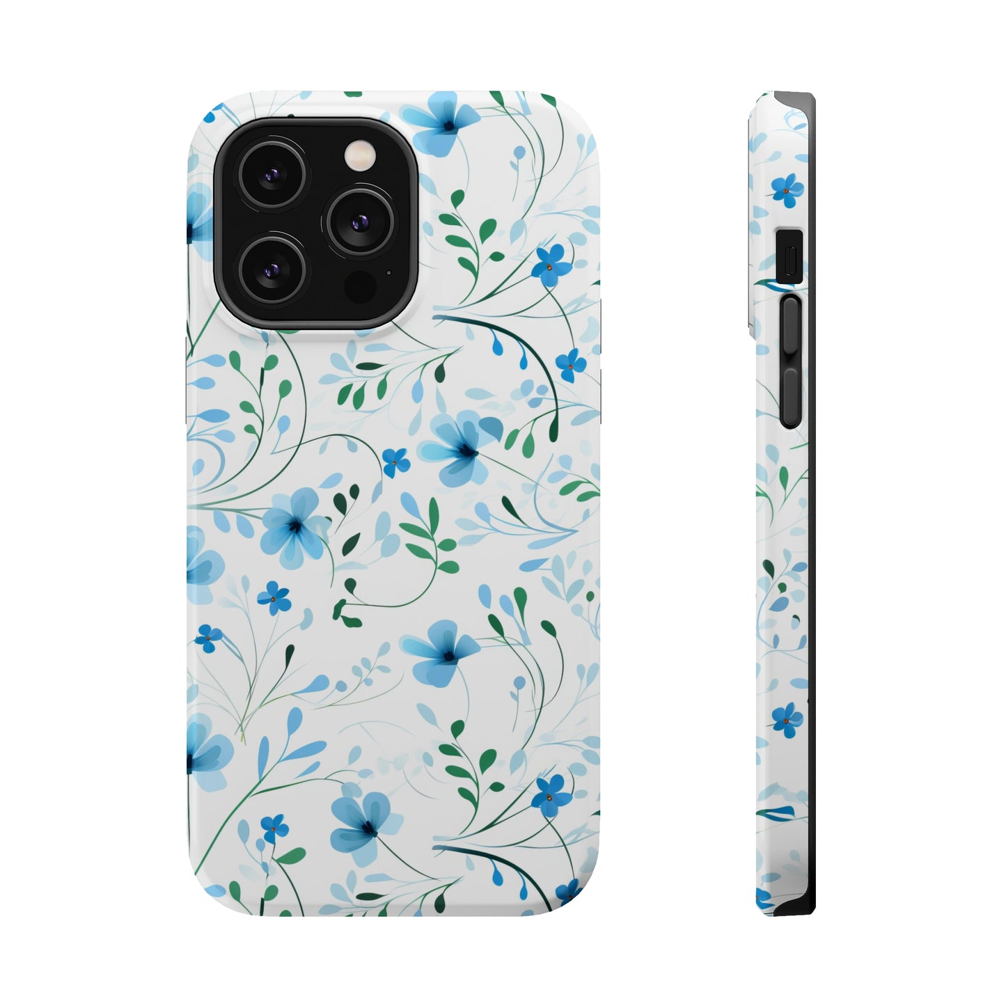 Dainty Sky Blue Wildflowers MagSafe Tough iPhone Case
