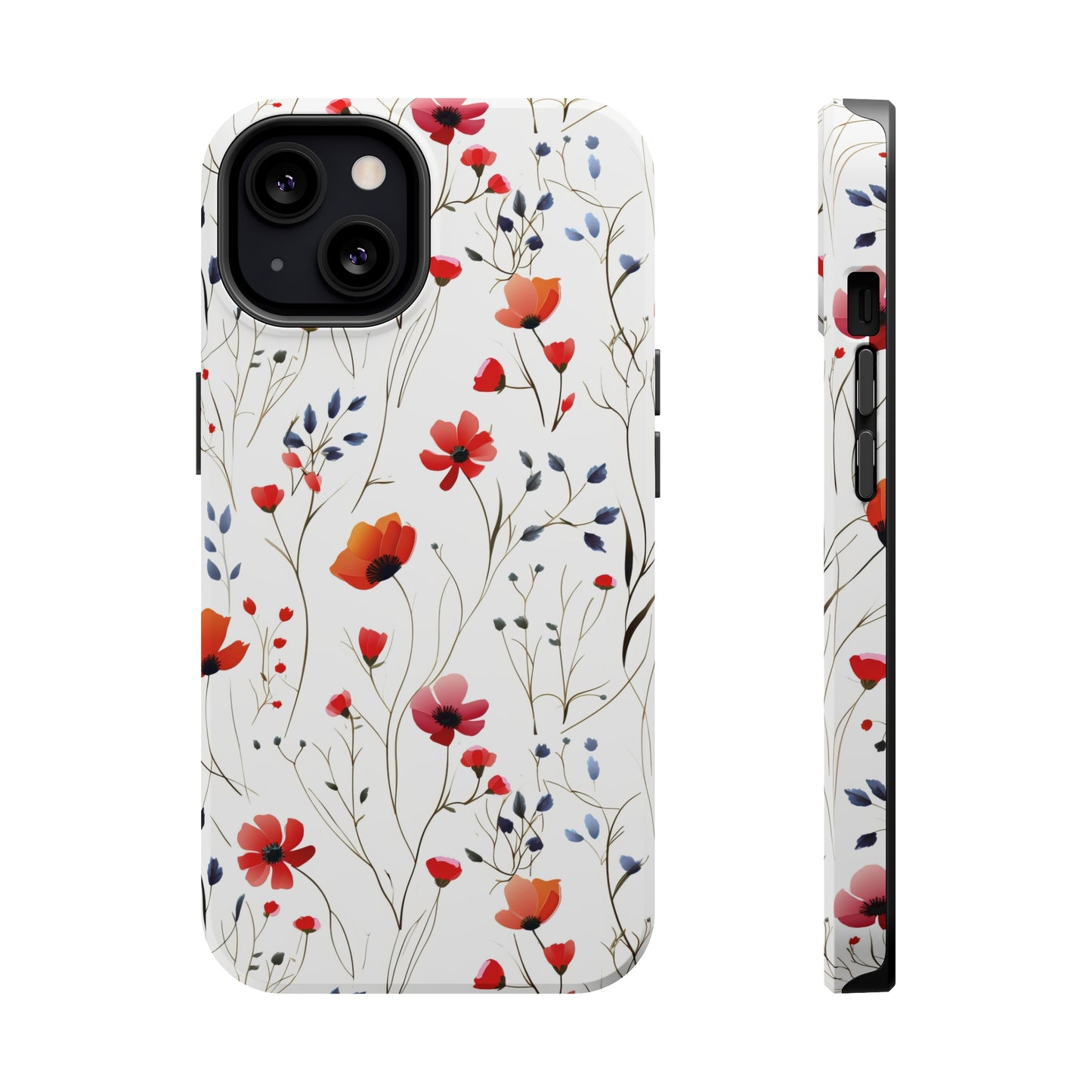 Dainty Coral Wildflowers MagSafe Tough iPhone Case