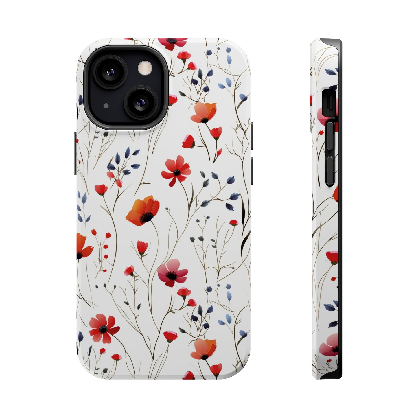 Dainty Coral Wildflowers MagSafe Tough iPhone Case