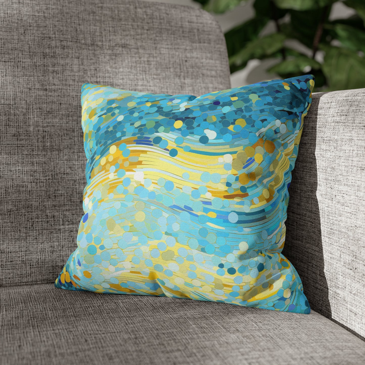 River of Gold Mosaic Square Pillow Case