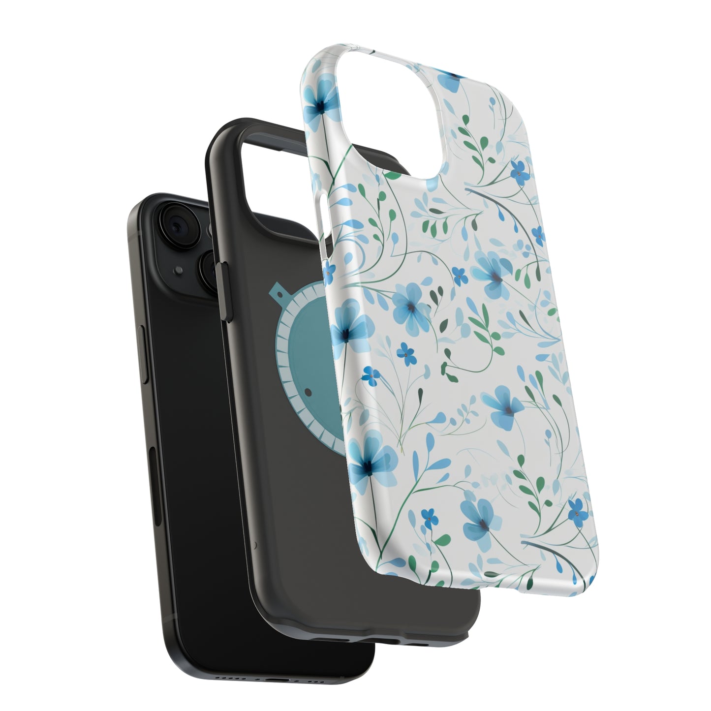 Dainty Sky Blue Wildflowers MagSafe Tough iPhone Case