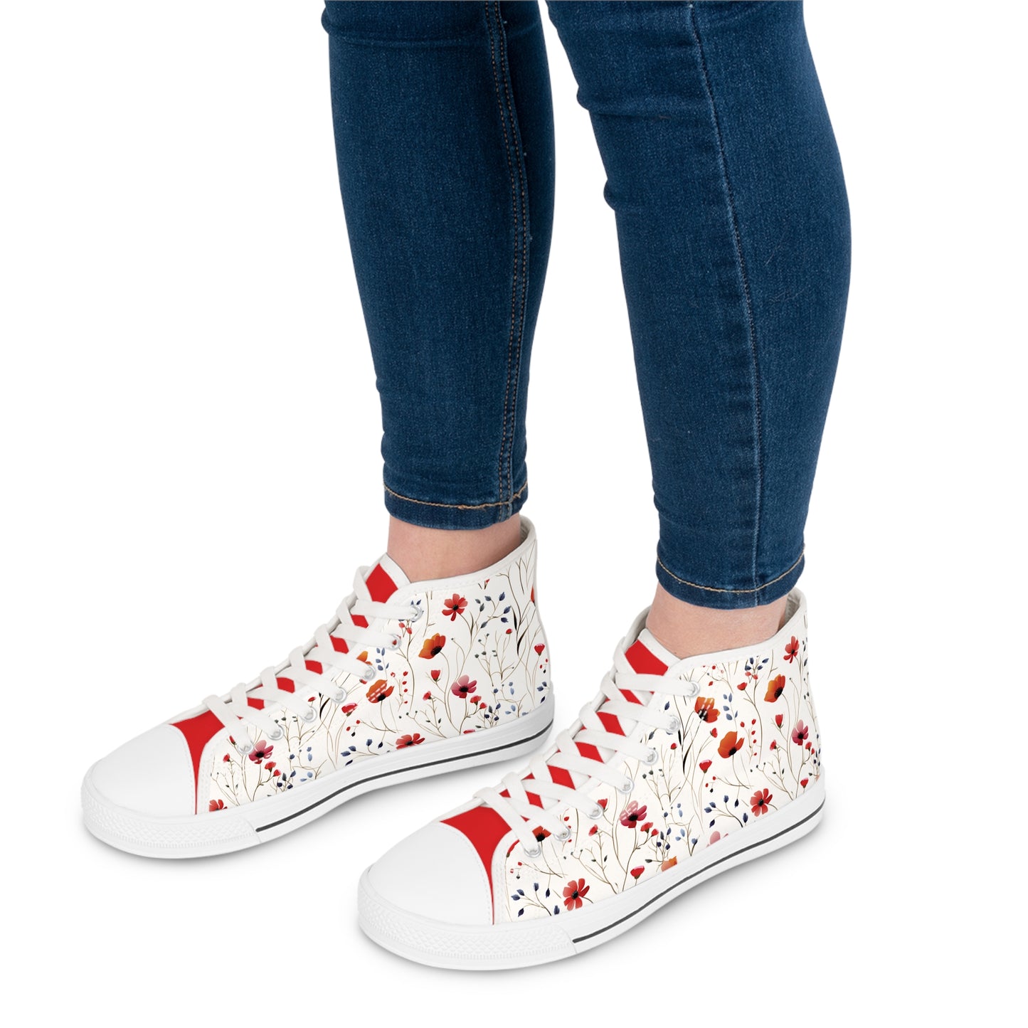 Coral Wildflowers Women's High Top Sneakers