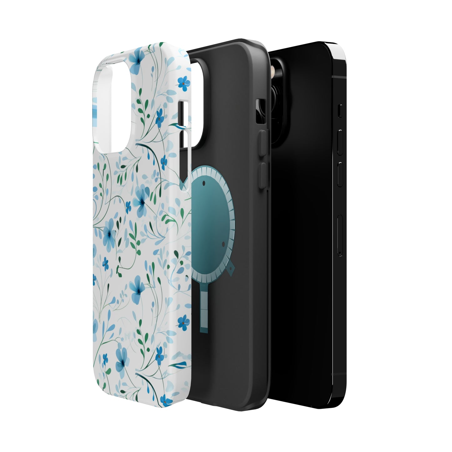 Dainty Sky Blue Wildflowers MagSafe Tough iPhone Case