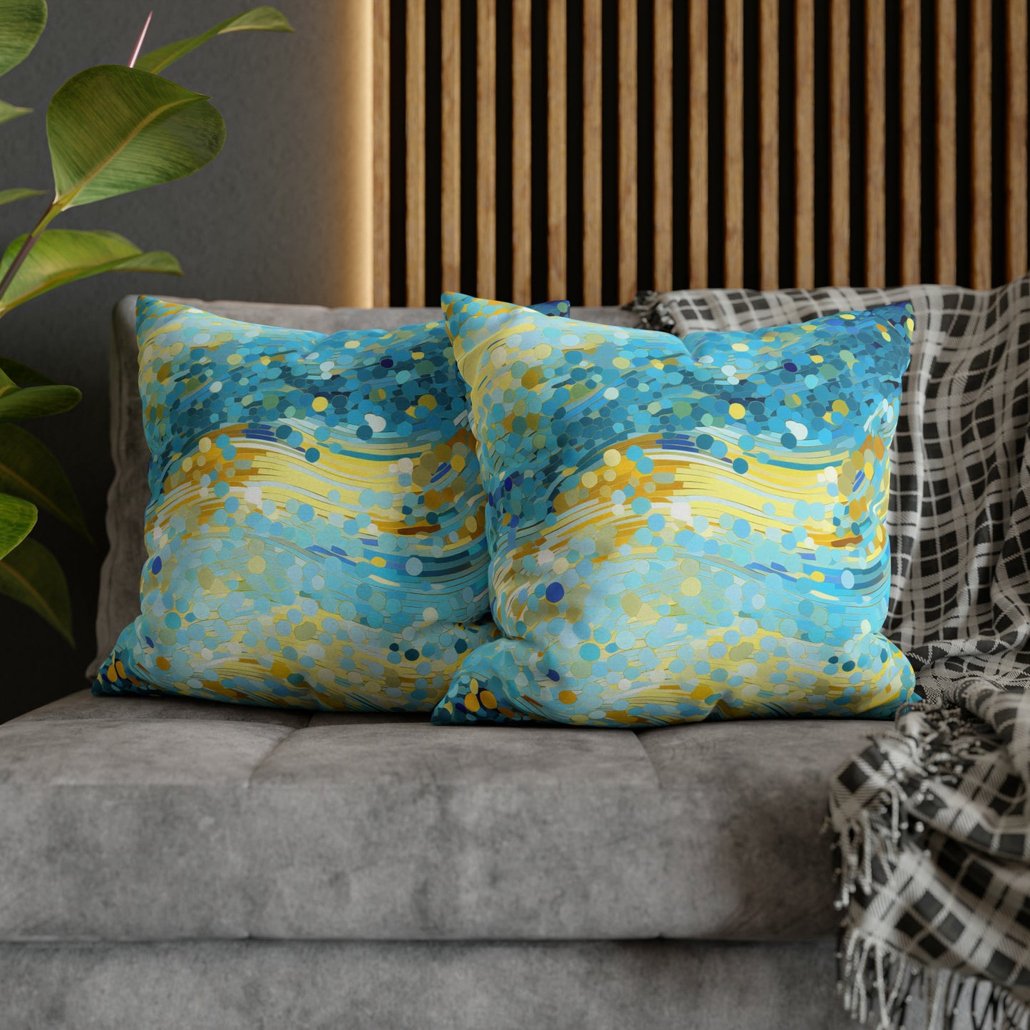 River of Gold Mosaic Square Pillow Case