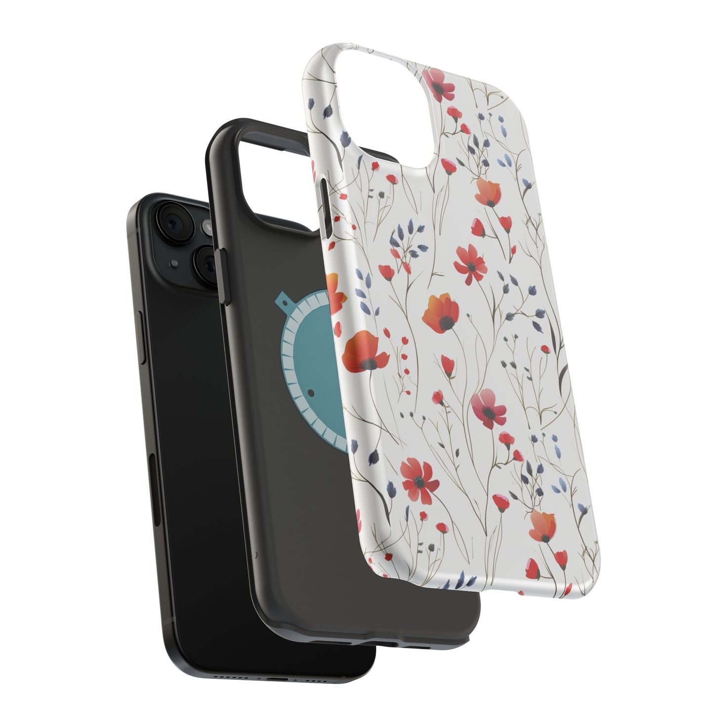 Dainty Coral Wildflowers MagSafe Tough iPhone Case