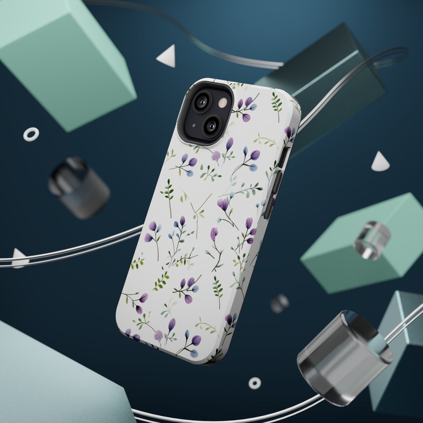 Dainty Purple Wildflowers MagSafe Tough iPhone Case