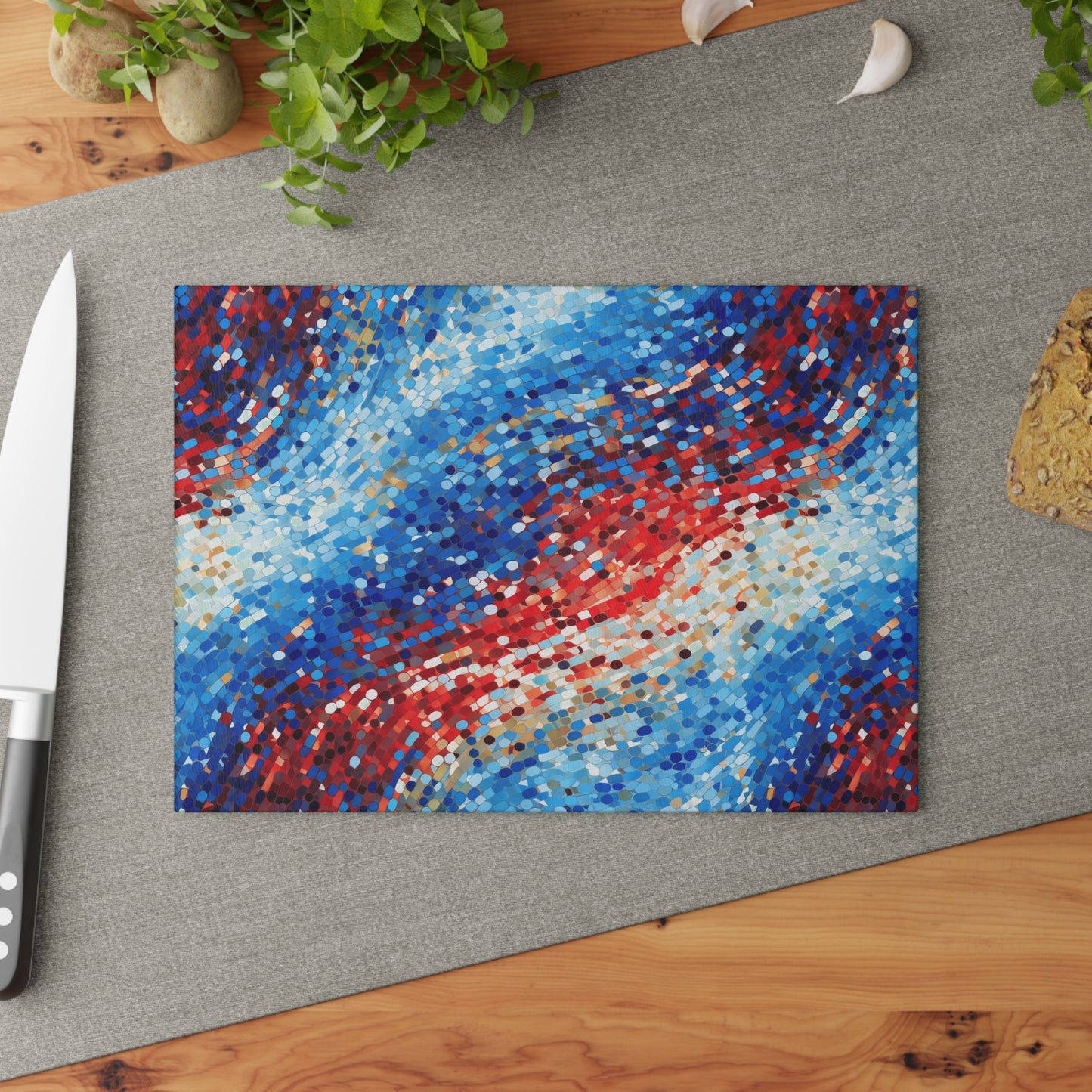 Red, White and Blue Glass Cutting Board