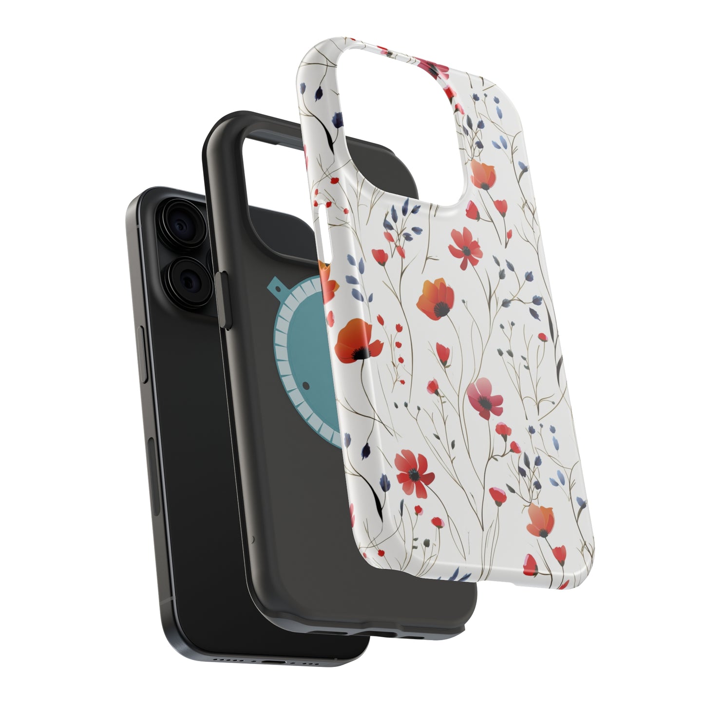 Dainty Coral Wildflowers MagSafe Tough iPhone Case