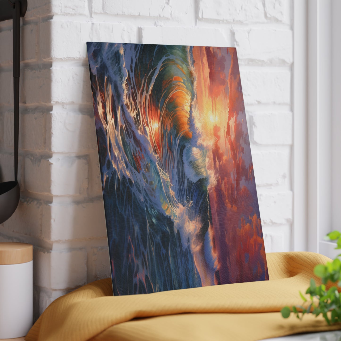 Ocean Sunset Glass Cutting Board
