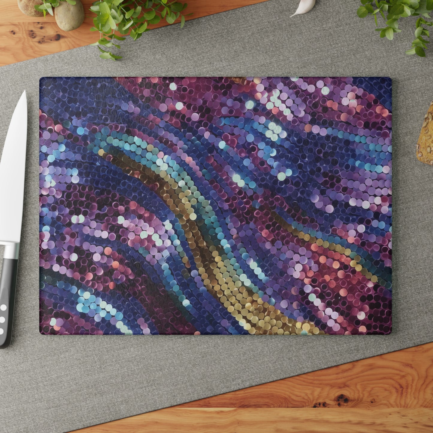 Dazzling Sequins Glass Cutting Board