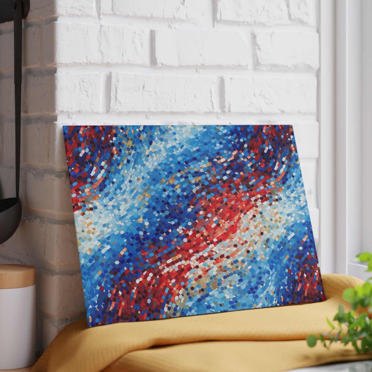 Red, White and Blue Glass Cutting Board