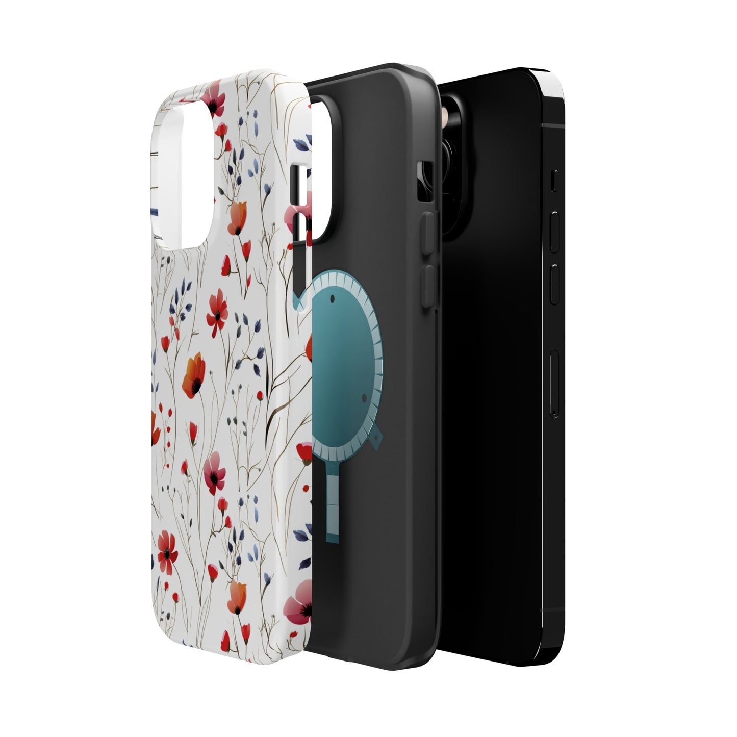 Dainty Coral Wildflowers MagSafe Tough iPhone Case