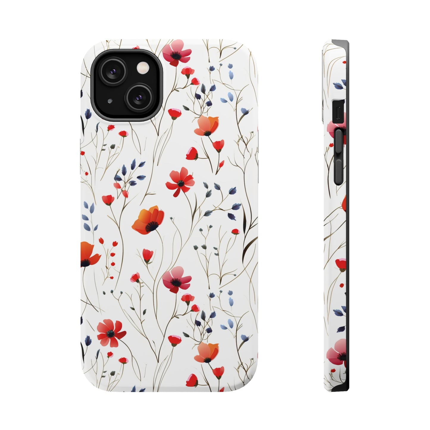 Dainty Coral Wildflowers MagSafe Tough iPhone Case