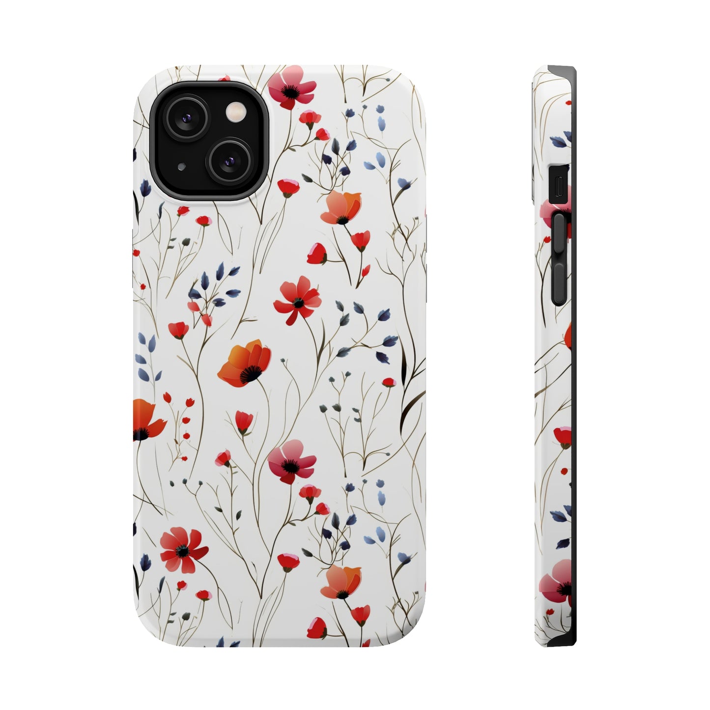 Dainty Coral Wildflowers MagSafe Tough iPhone Case