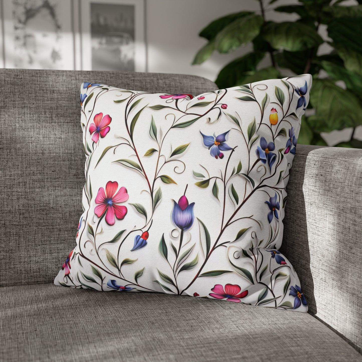 Fancy Flowers Square Pillow Case
