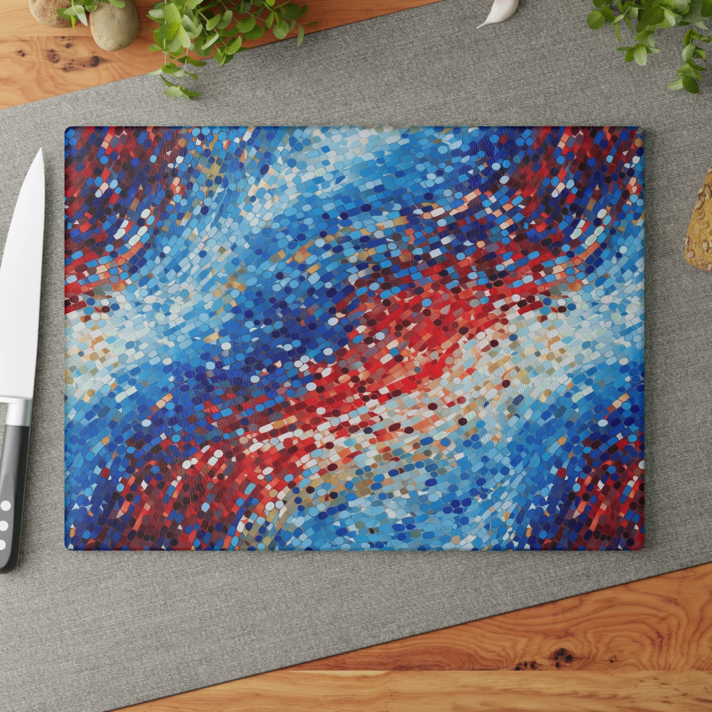 Red, White and Blue Glass Cutting Board
