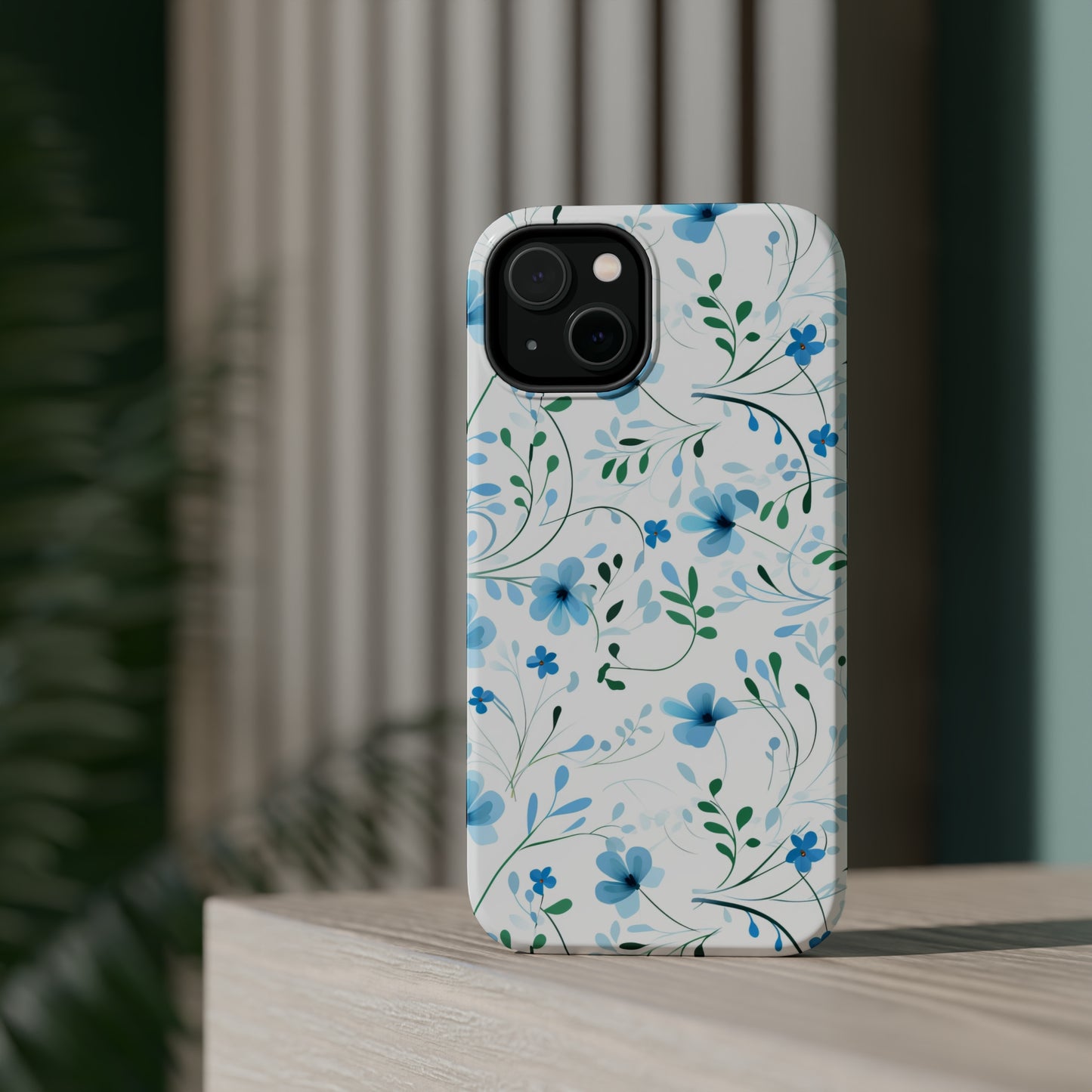 Dainty Sky Blue Wildflowers MagSafe Tough iPhone Case