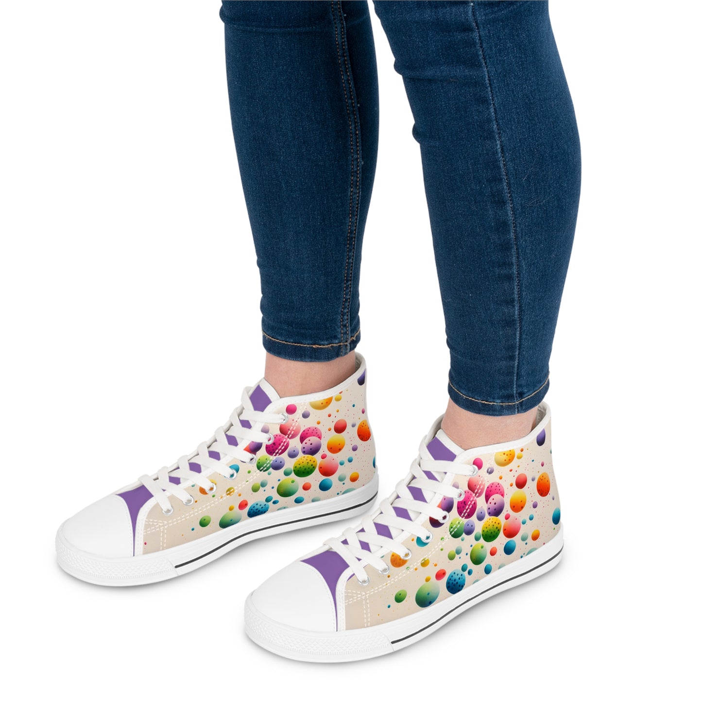Multicolor Dots Women's High Top Sneakers