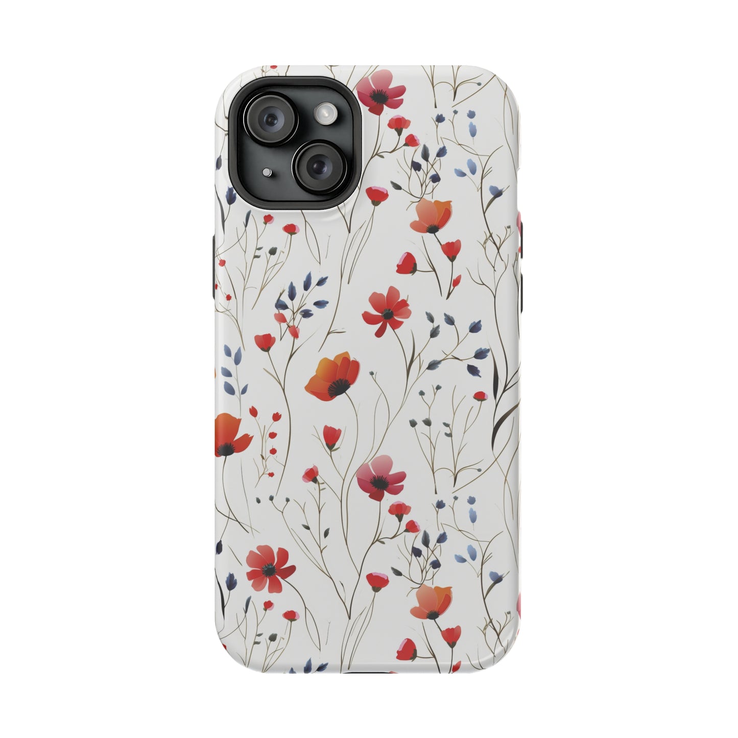 Dainty Coral Wildflowers MagSafe Tough iPhone Case
