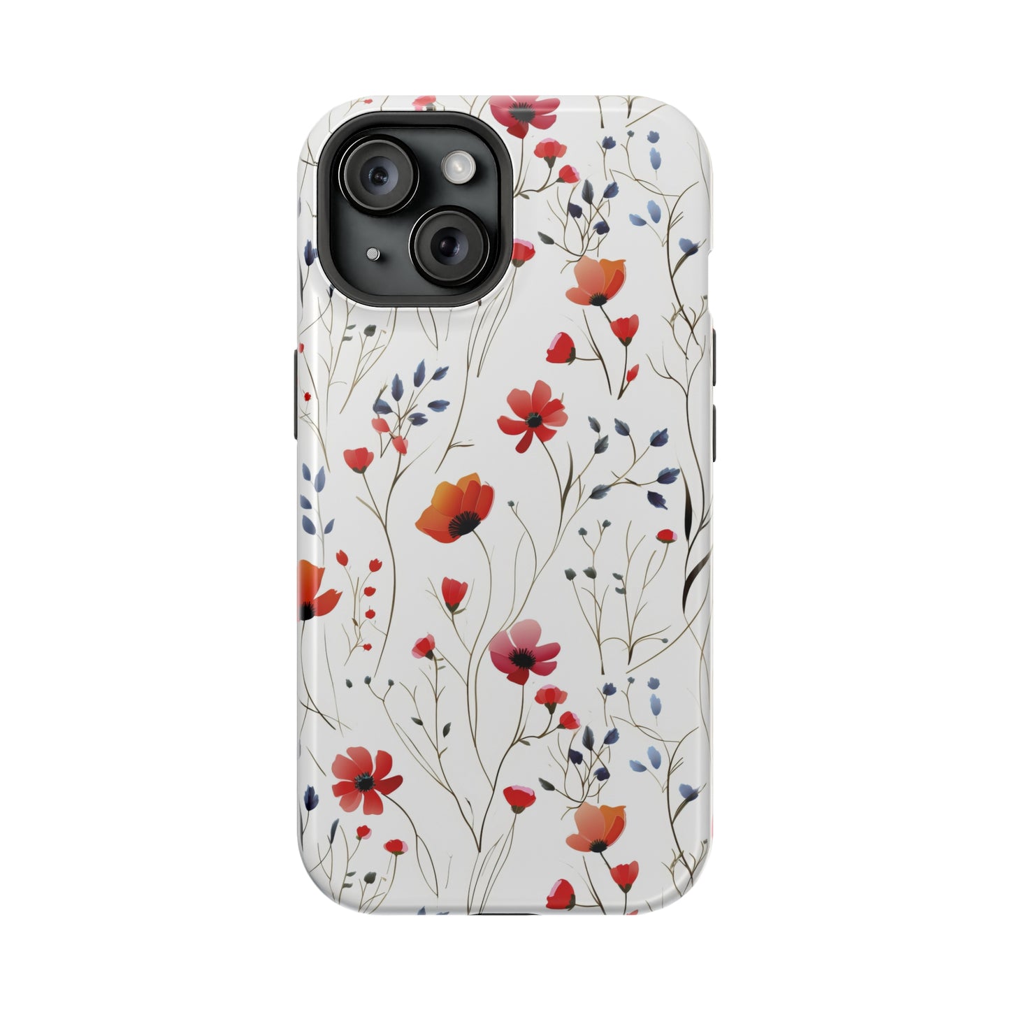 Dainty Coral Wildflowers MagSafe Tough iPhone Case