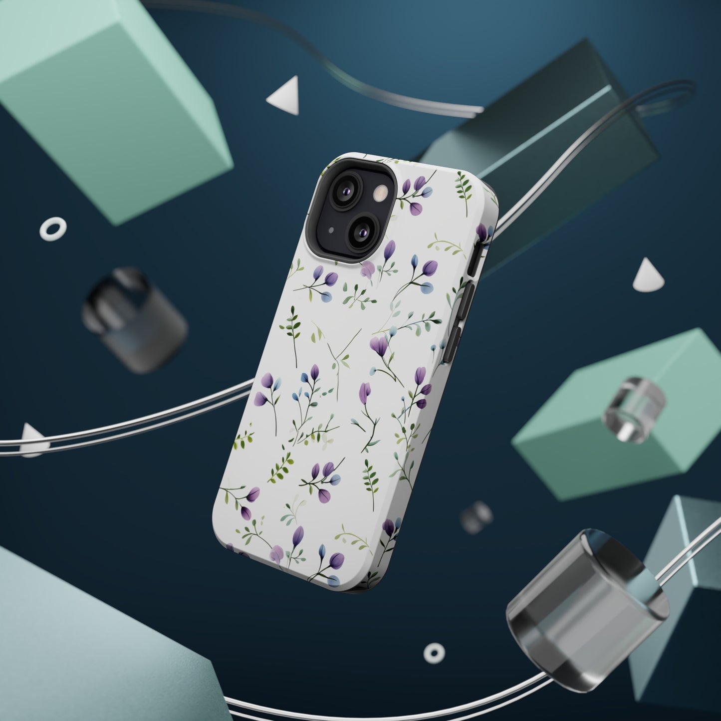 Dainty Purple Wildflowers MagSafe Tough iPhone Case