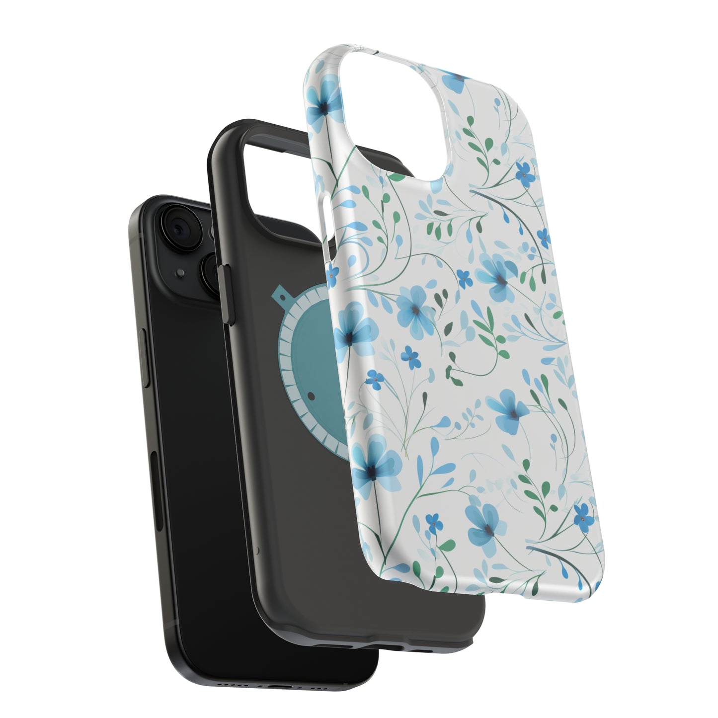 Dainty Sky Blue Wildflowers MagSafe Tough iPhone Case