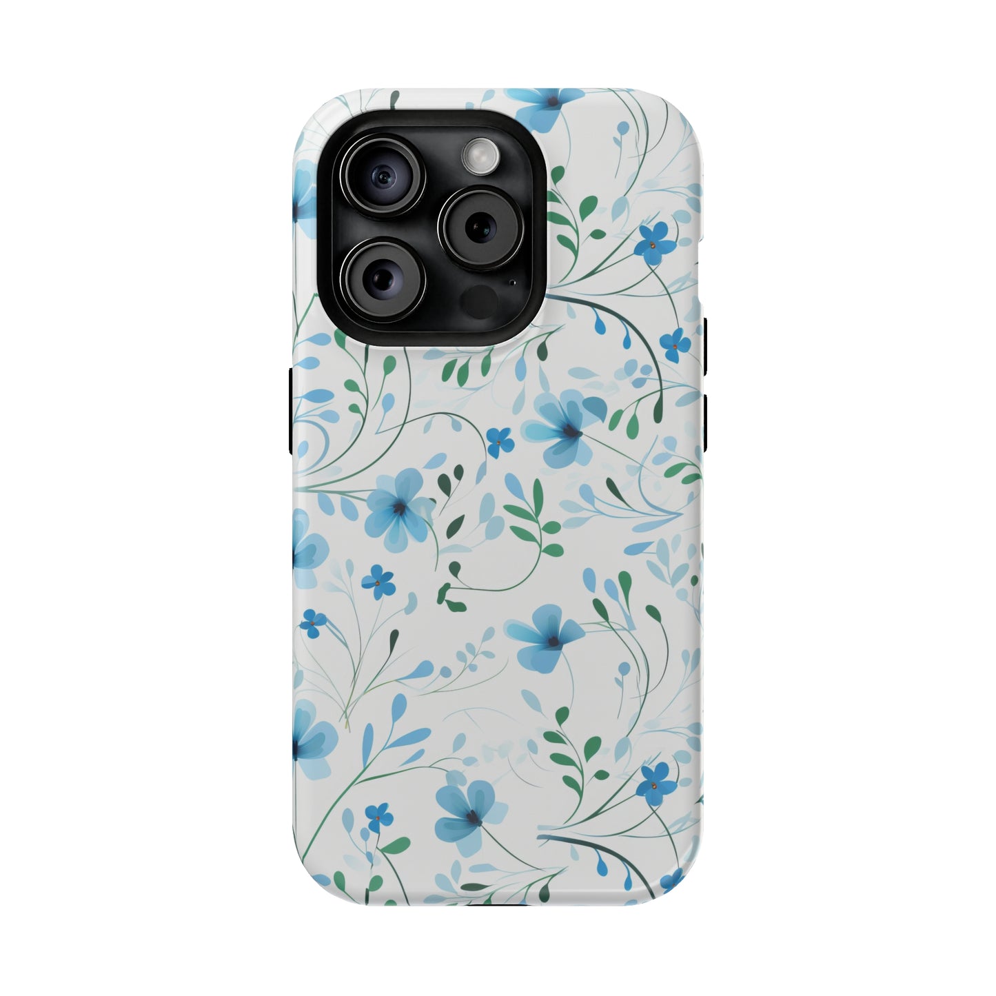 Dainty Sky Blue Wildflowers MagSafe Tough iPhone Case