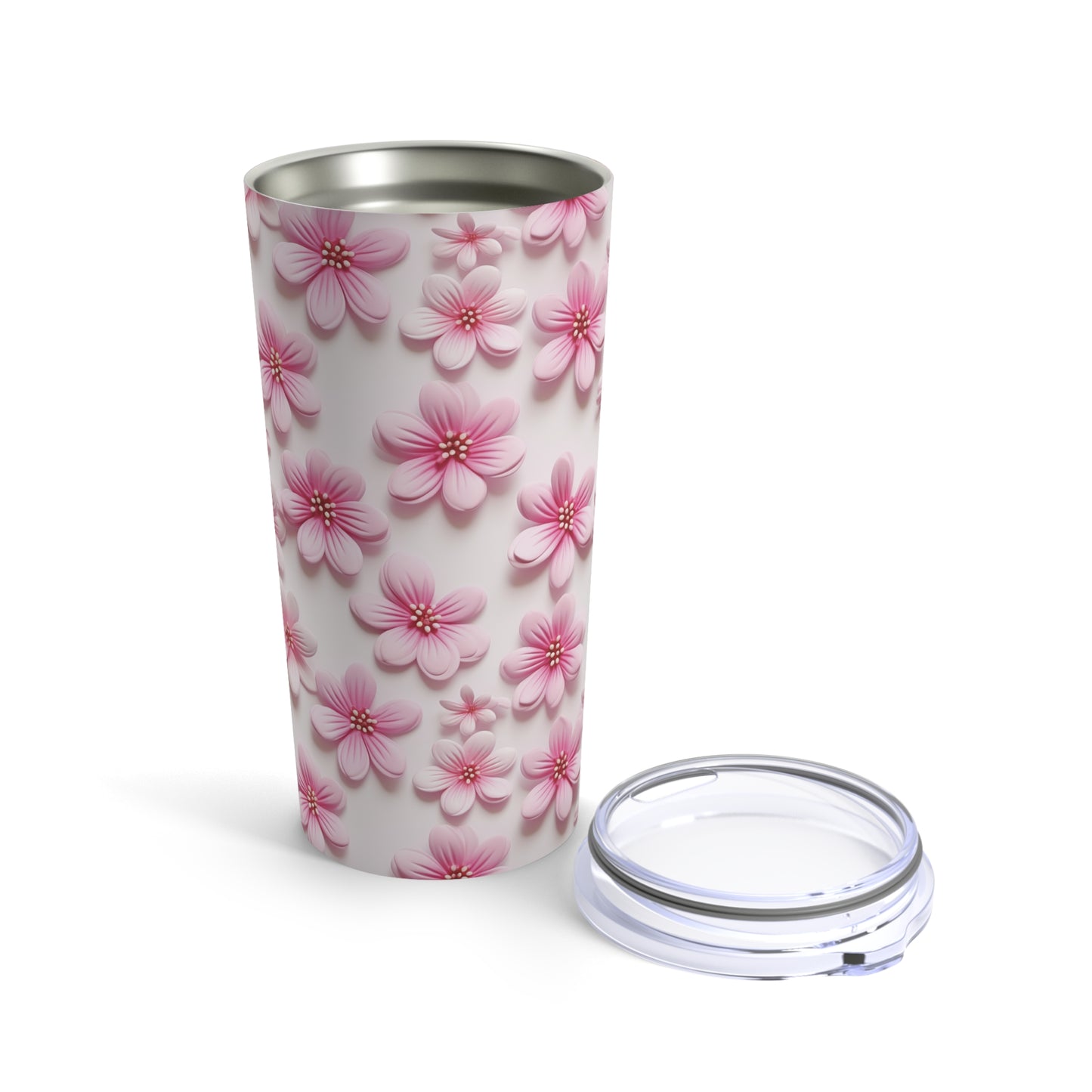 Sculpted Pink Flowers Tumbler 20oz