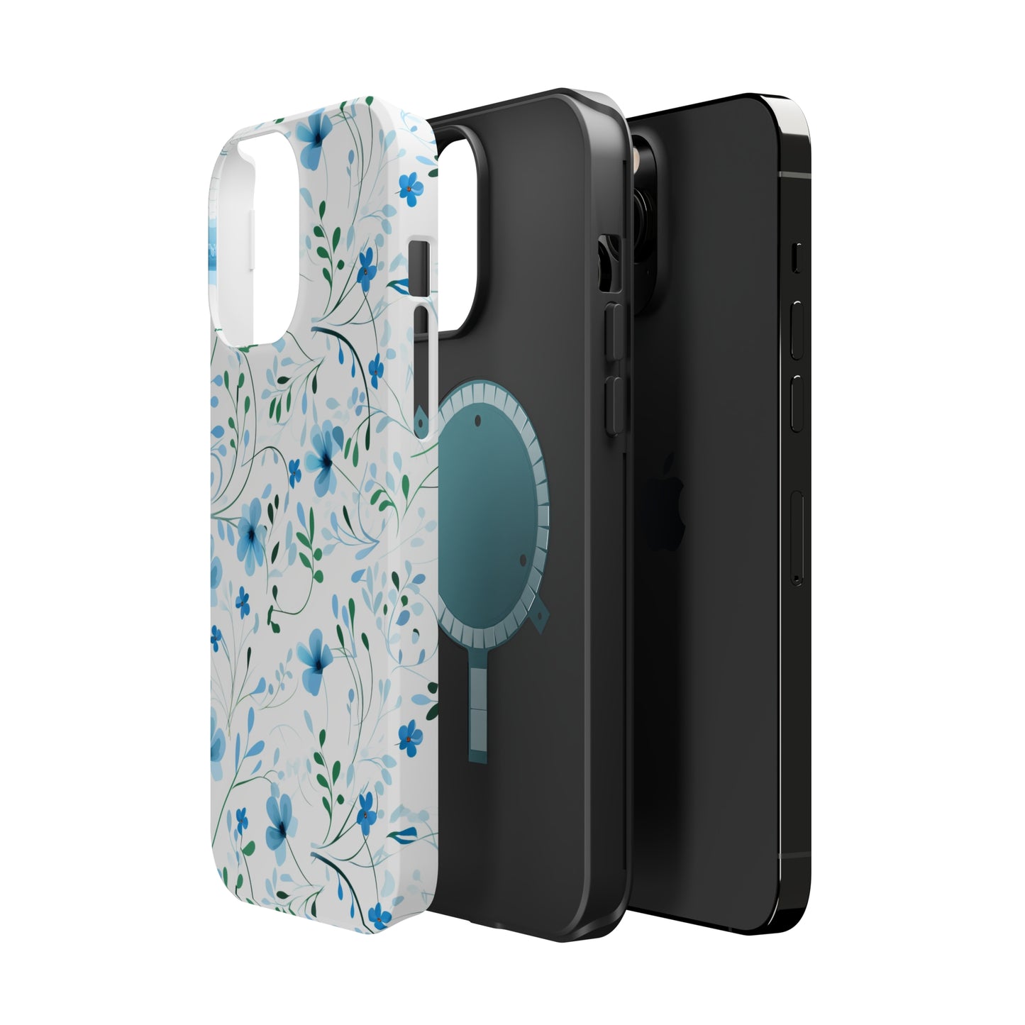 Dainty Sky Blue Wildflowers MagSafe Tough iPhone Case