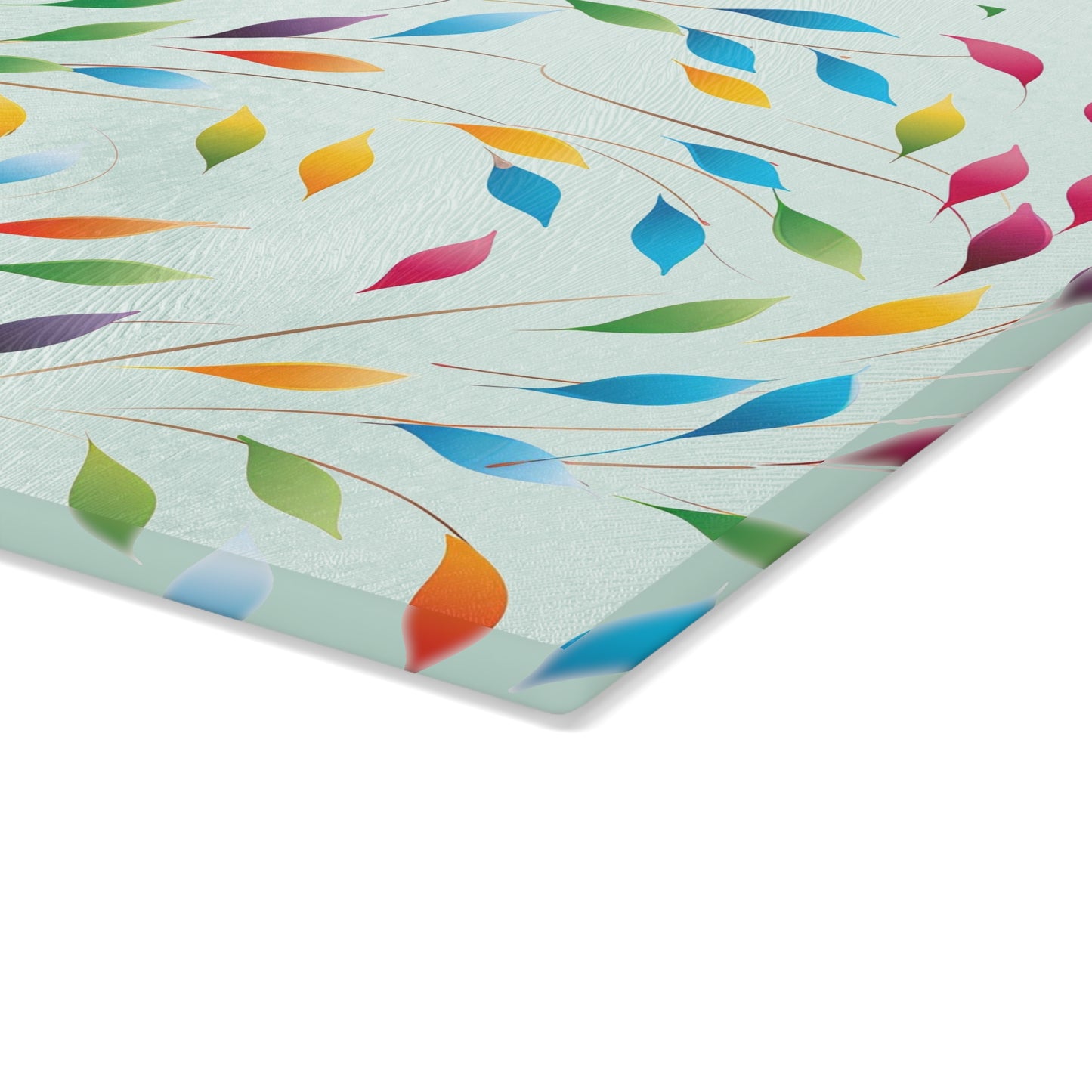 Rainbow Leaves Glass Cutting Board