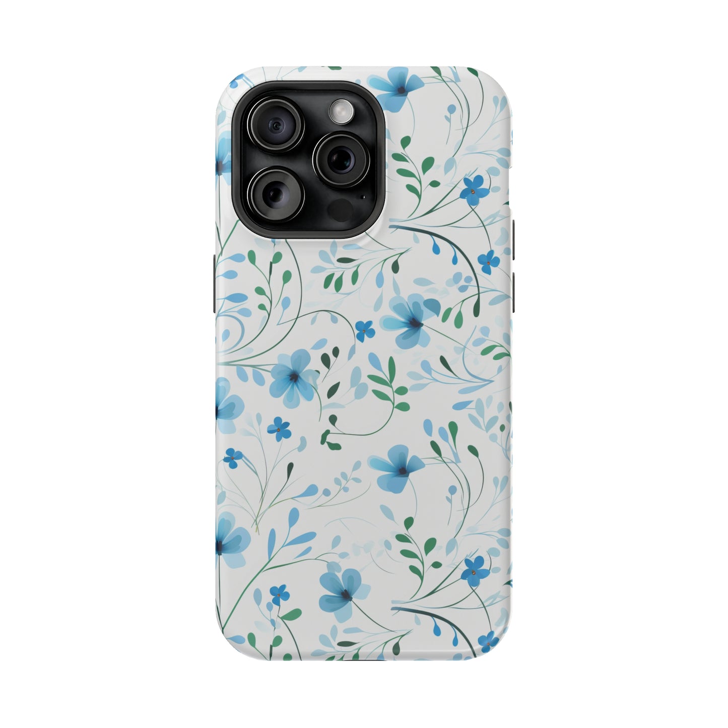 Dainty Sky Blue Wildflowers MagSafe Tough iPhone Case