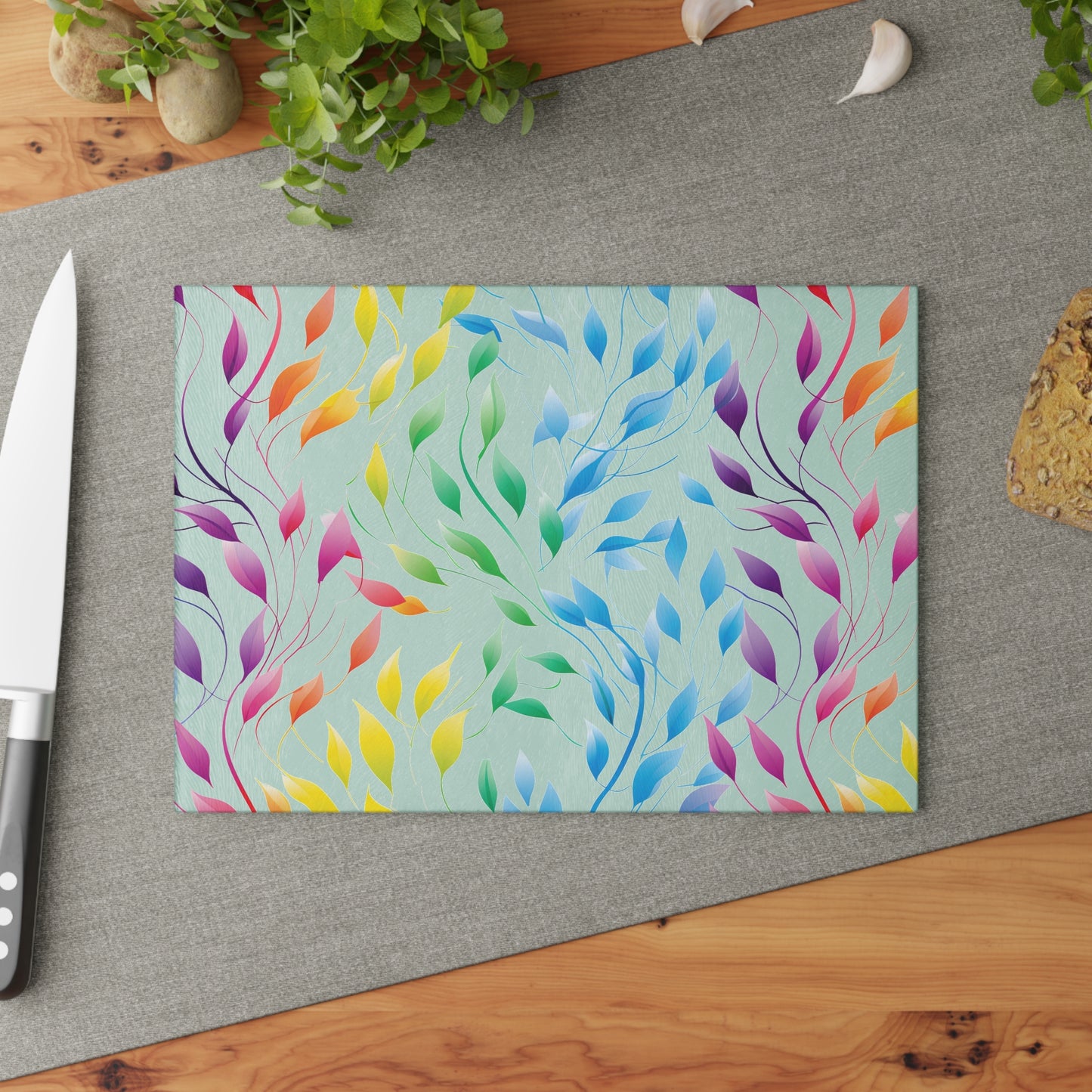 Rainbow Vines Glass Cutting Board
