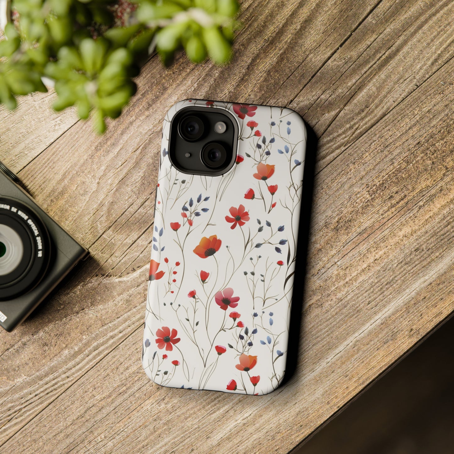 Dainty Coral Wildflowers MagSafe Tough iPhone Case