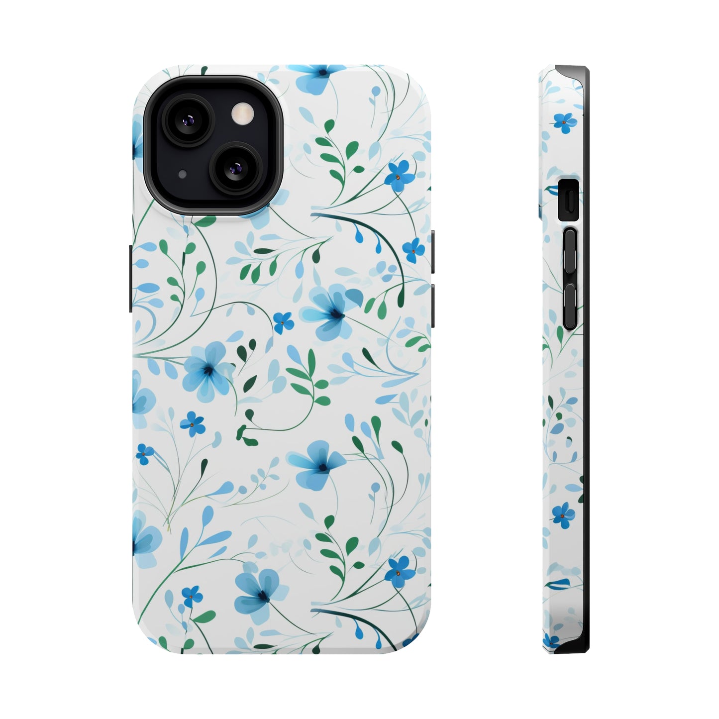 Dainty Sky Blue Wildflowers MagSafe Tough iPhone Case