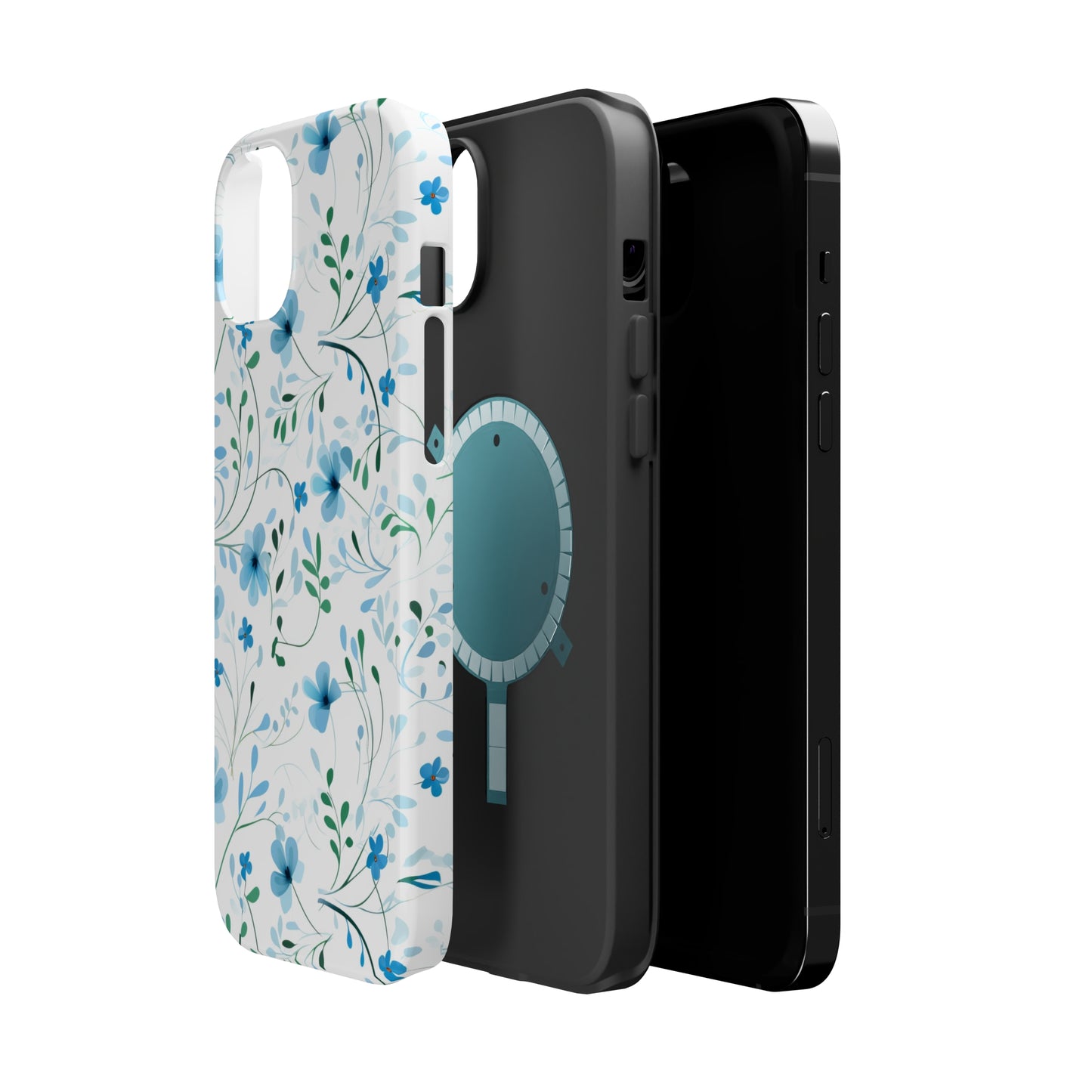 Dainty Sky Blue Wildflowers MagSafe Tough iPhone Case