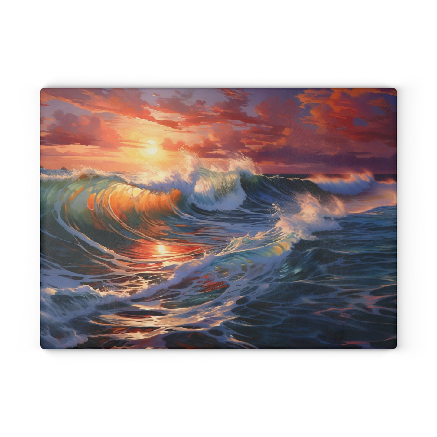 Ocean Sunset Glass Cutting Board