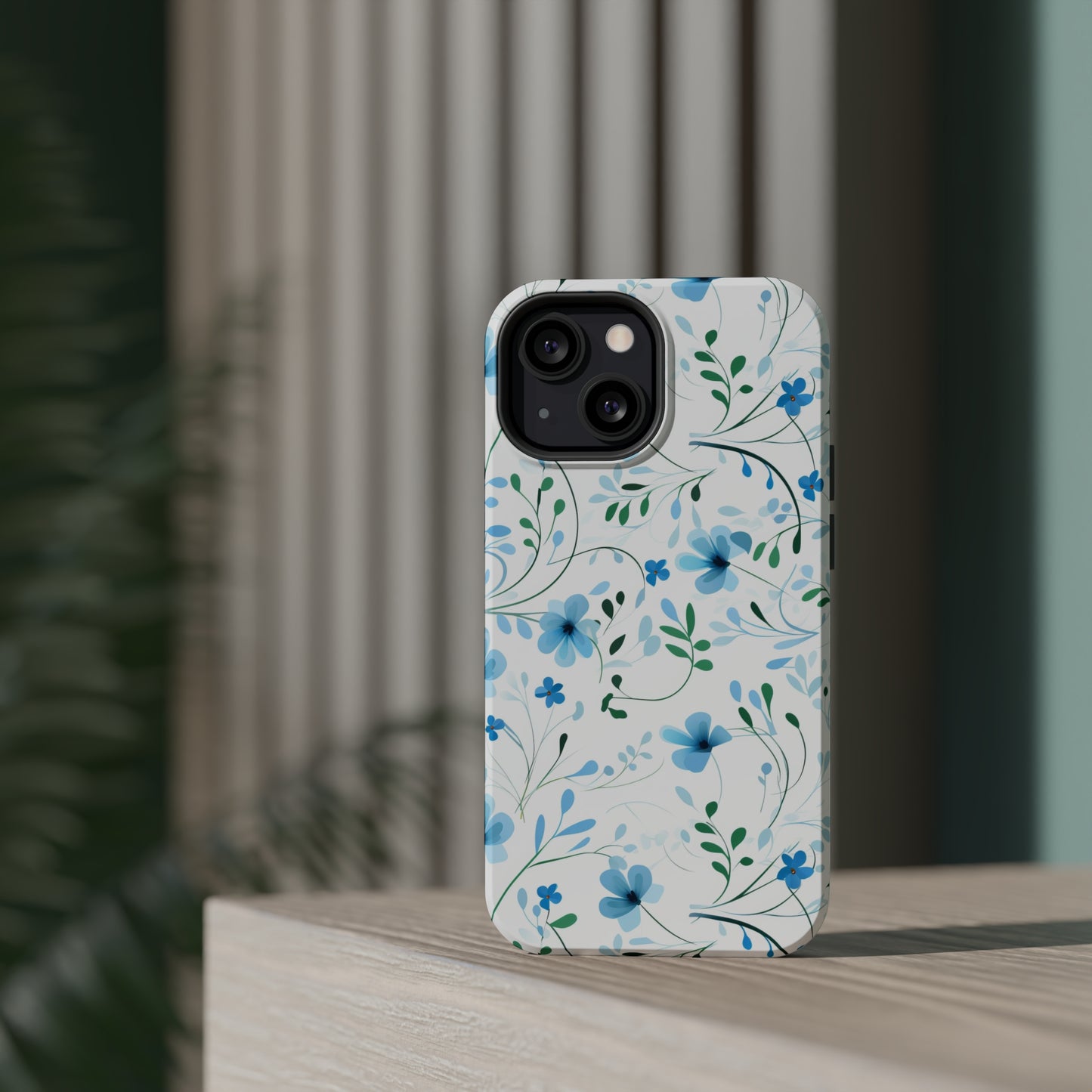 Dainty Sky Blue Wildflowers MagSafe Tough iPhone Case