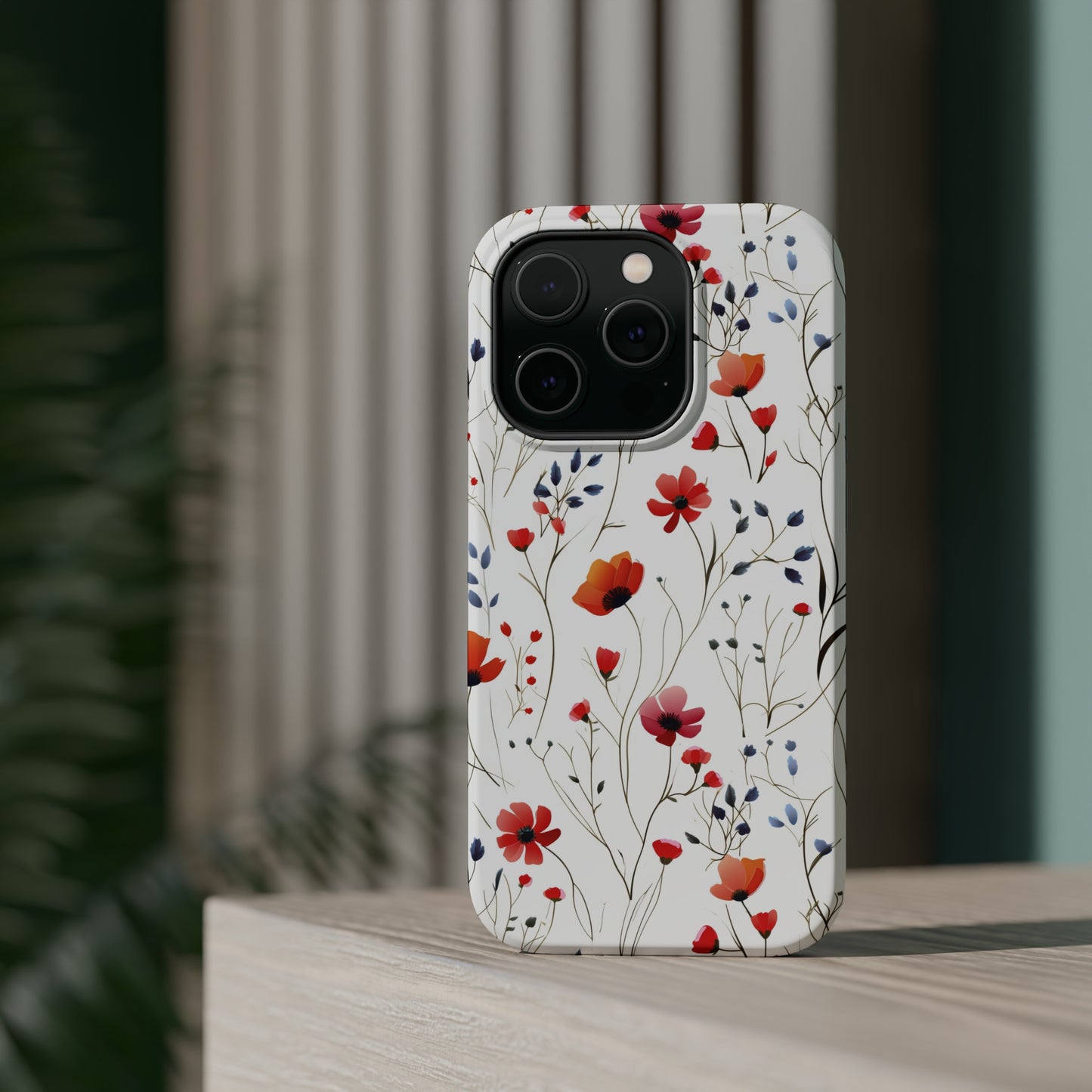 Dainty Coral Wildflowers MagSafe Tough iPhone Case