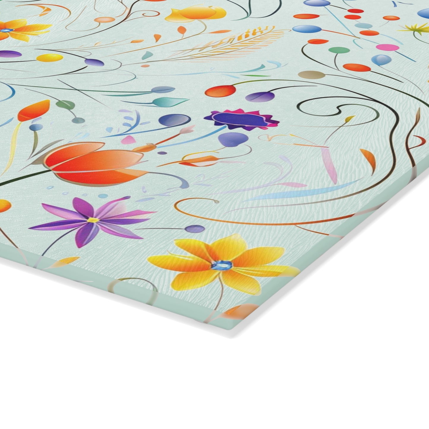 Fanciful Flower Fiesta Glass Cutting Board