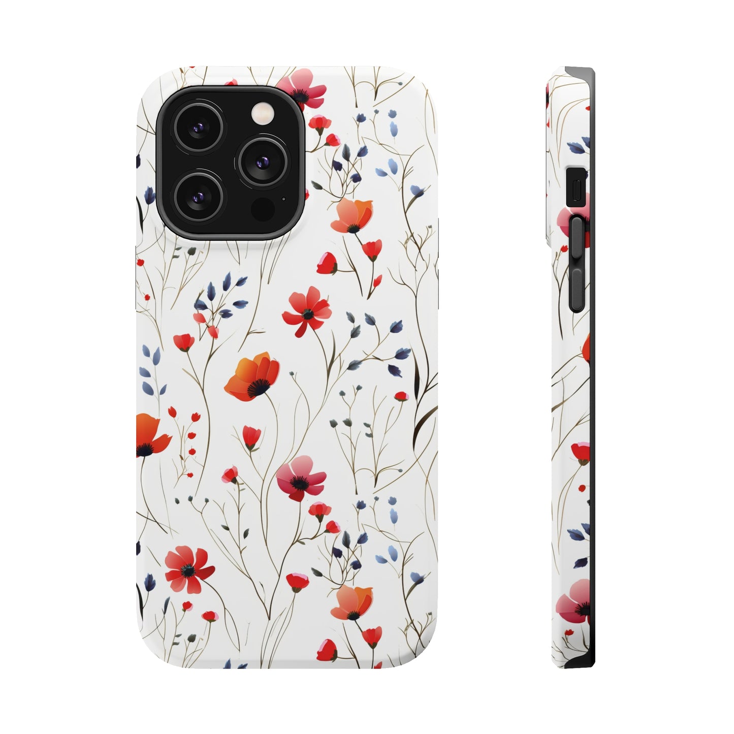 Dainty Coral Wildflowers MagSafe Tough iPhone Case