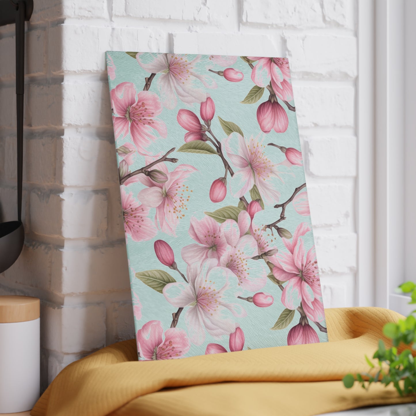 Cherry Blossoms Glass Cutting Board