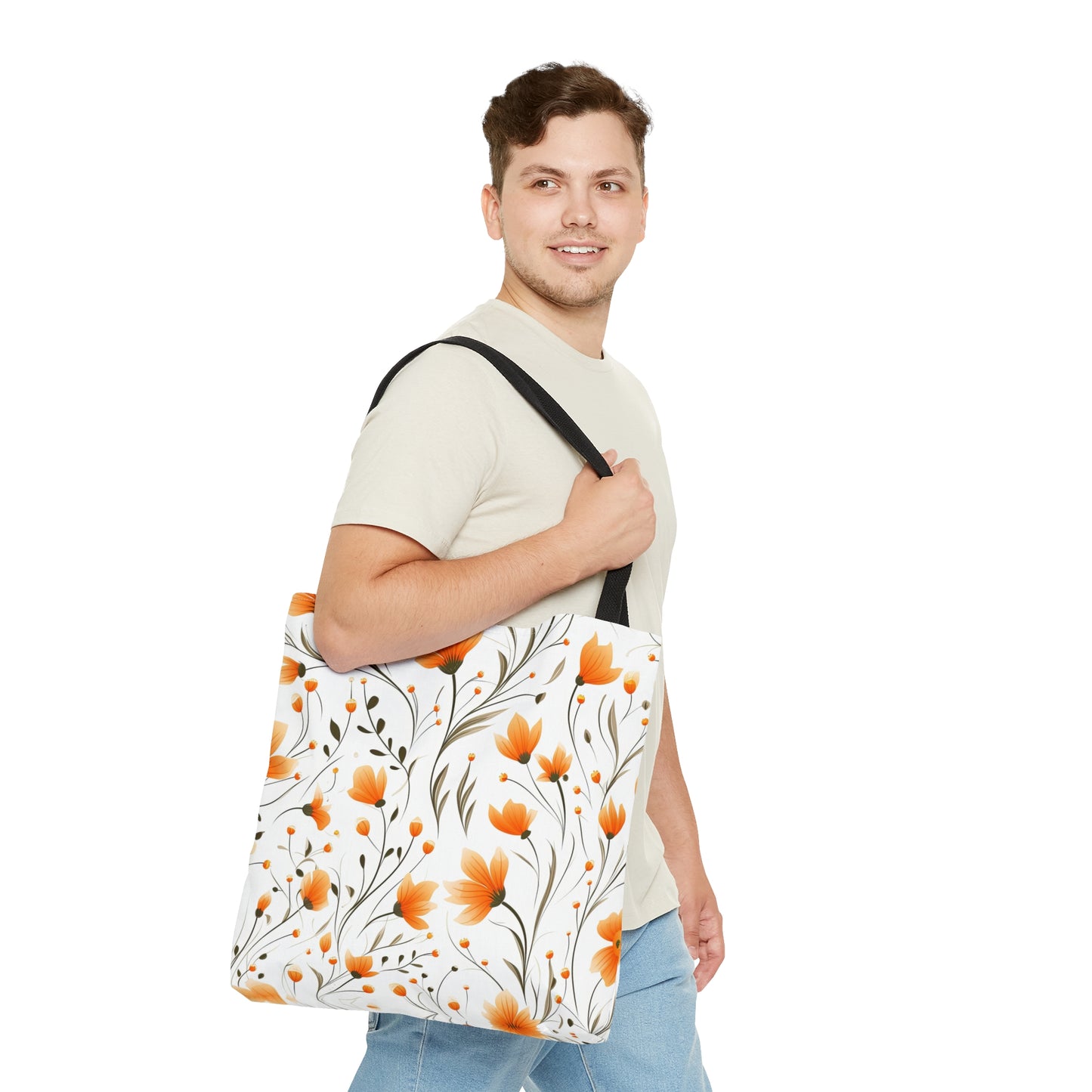 Orange Whimsy Wildflowers Tote Bag