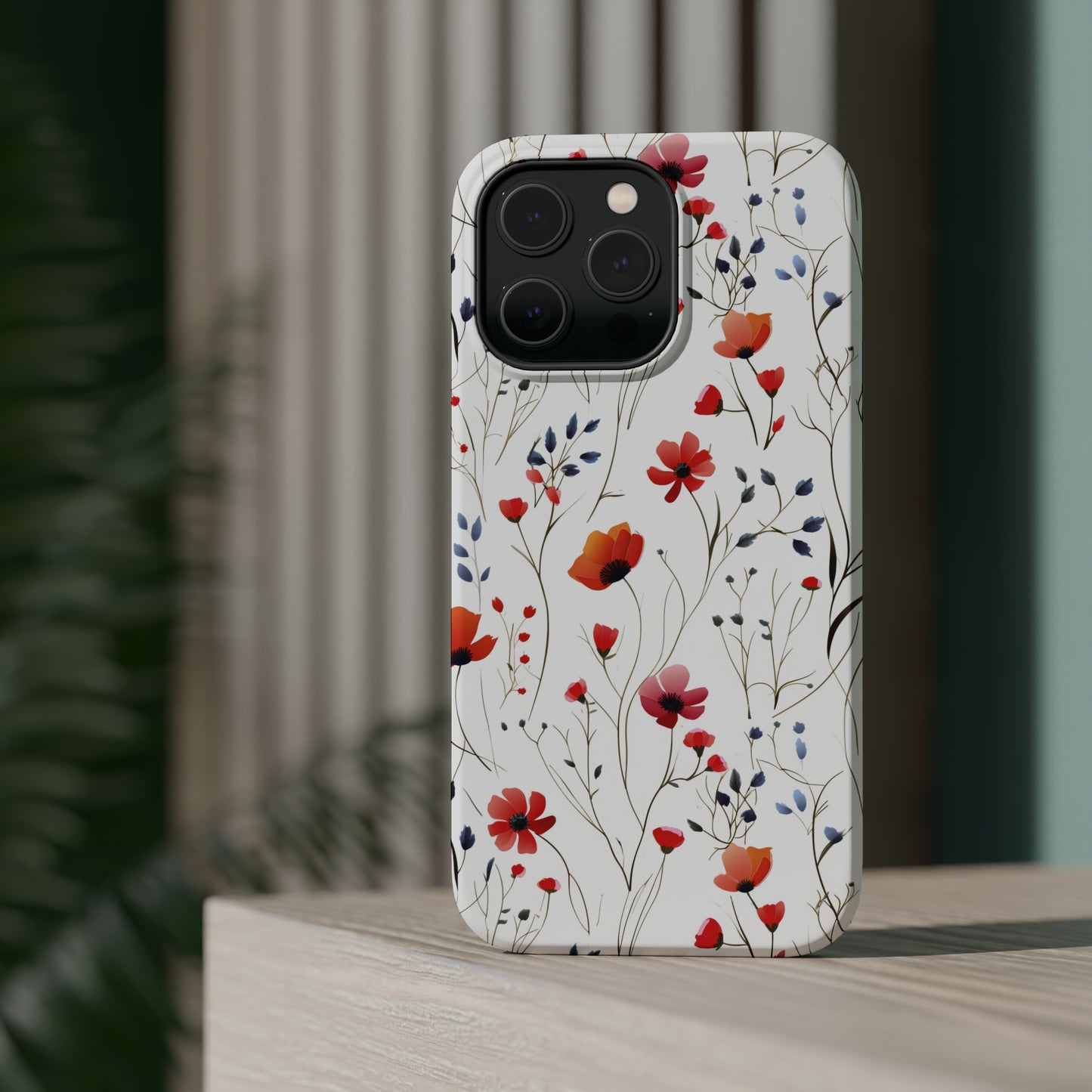 Dainty Coral Wildflowers MagSafe Tough iPhone Case