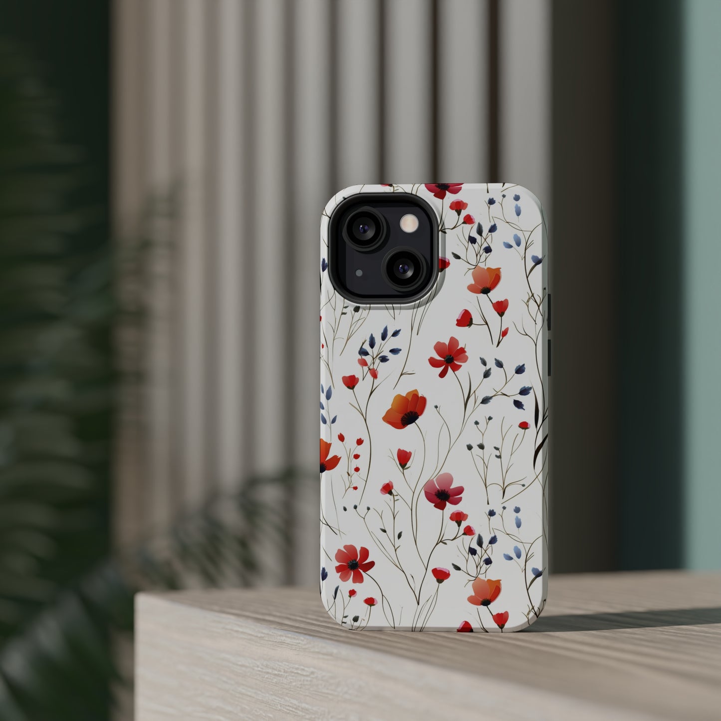 Dainty Coral Wildflowers MagSafe Tough iPhone Case