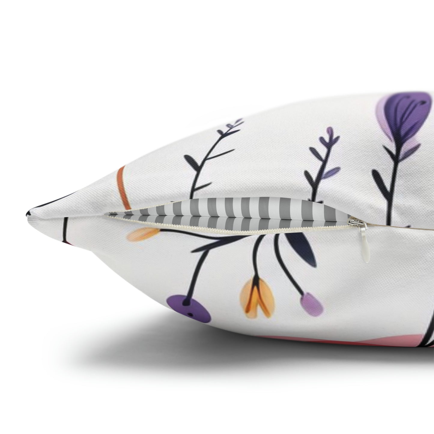 Pink and Purple Whimsical Wildflowers Square Pillow Case