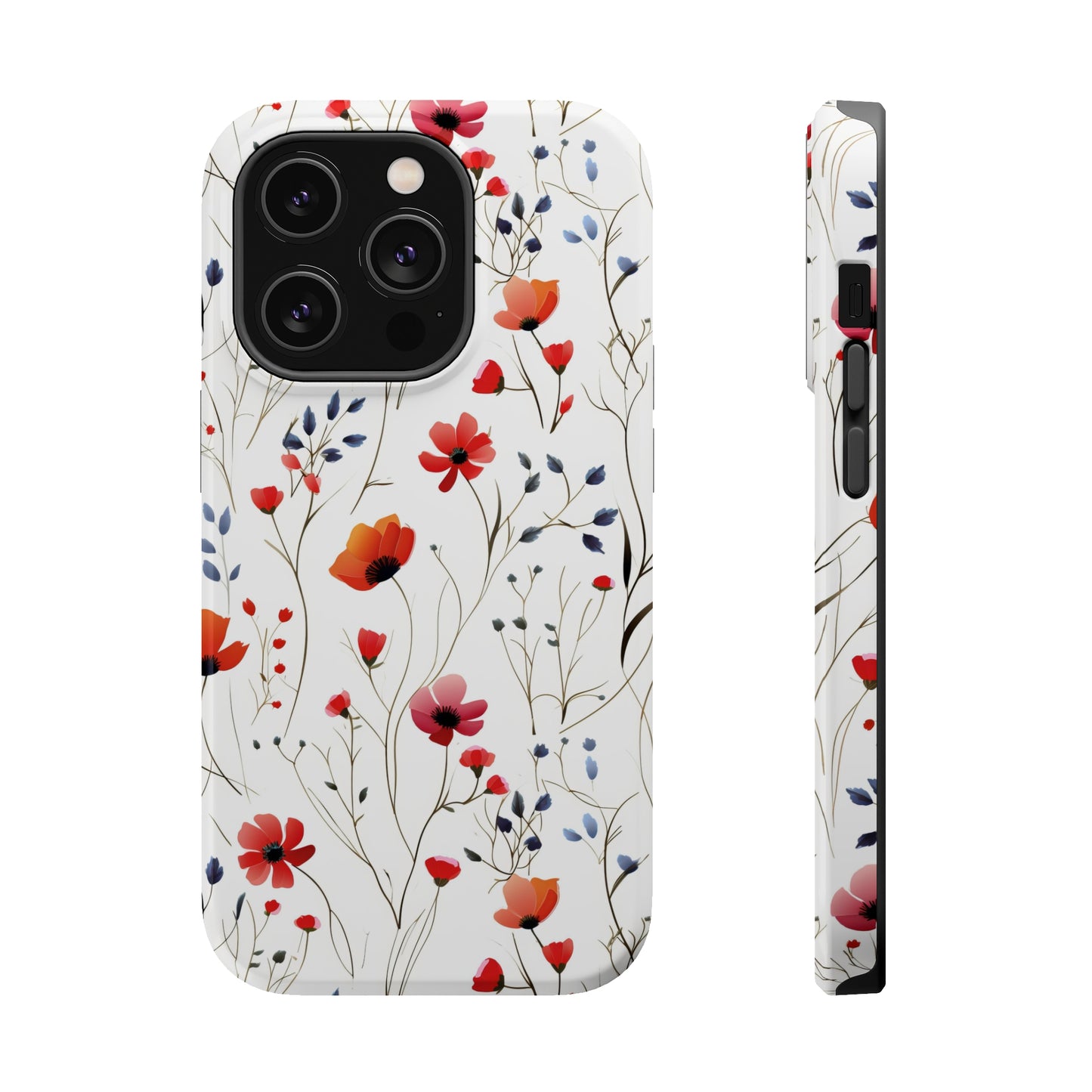 Dainty Coral Wildflowers MagSafe Tough iPhone Case